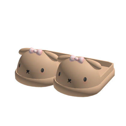 Beige Kawaii Kitty Slippers