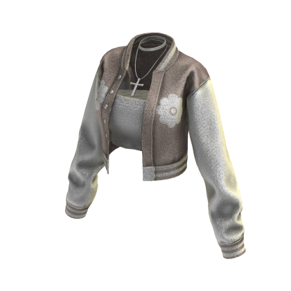 Cropped Bomber Jacket (Beige Cream)