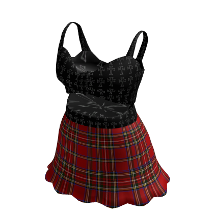 Chrome heart cut out red plaid mini skirt Roblox