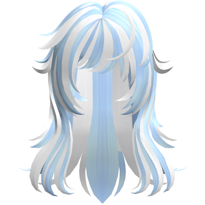 fluffy layered wolfcut in blue and white Roblox item