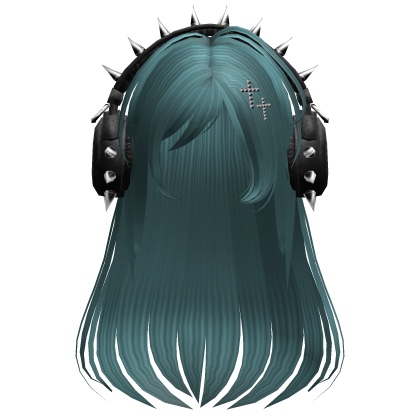 Punk Straight Hair W/ Headphones Teal V2
