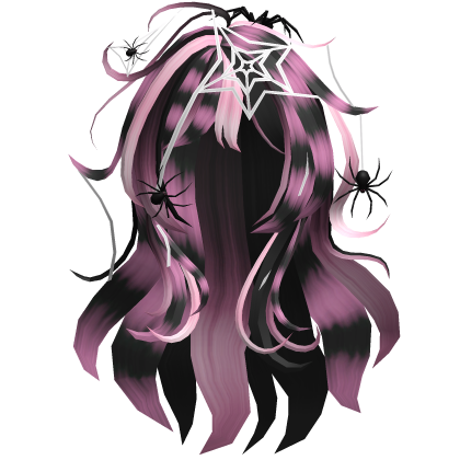 Pink Messy Scene Spider Web Halloween Hair Roblox item