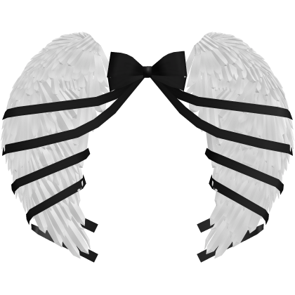 ♡ kawaii big emissive angel wings w black bow