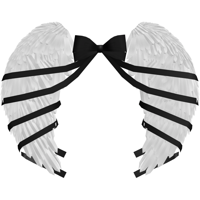 ♡ kawaii big emissive angel wings w black bow