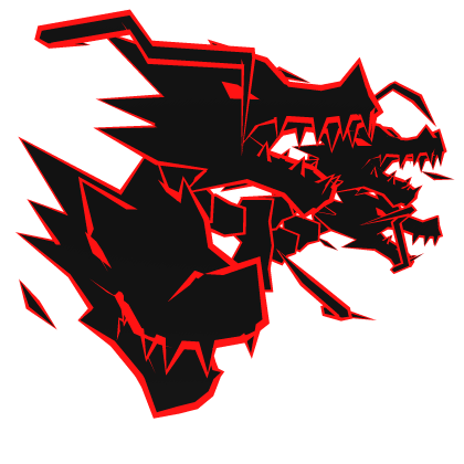 Cartoony Red Lightning Dragon Heads