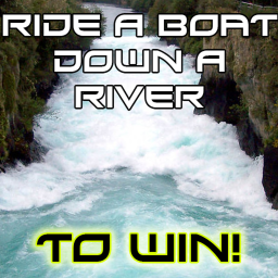 Ride a boat down a river to win!