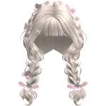 Cute Ash Blonde Braided Pigtails with Pink Flowers