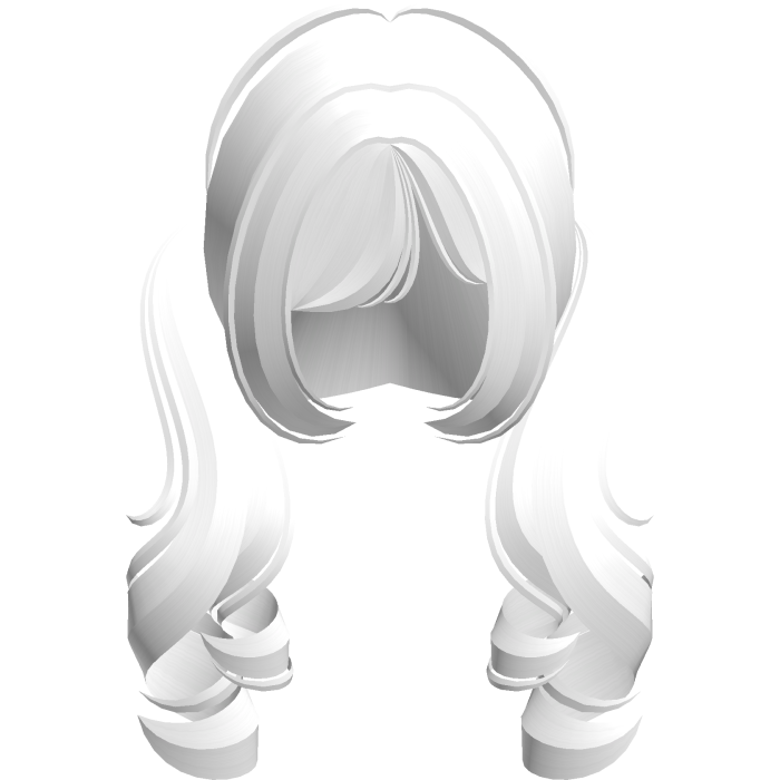 ( ´ཀ` ) pretty white fluffy curly low pigtails