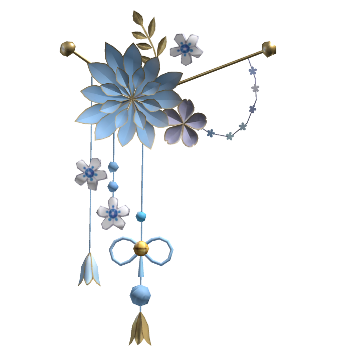 Sky Blue & Gold Lotus Japanese Flower Hairclip
