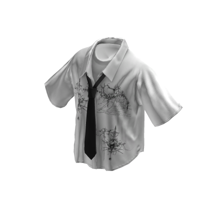 💗Y2K LOOSE FIT VINTAGE SHIRT WITH TIE_WHITE