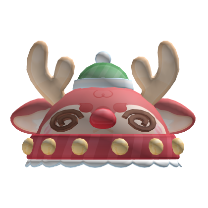 red soft fluffy winter christmas reindeeer hat  Roblox item