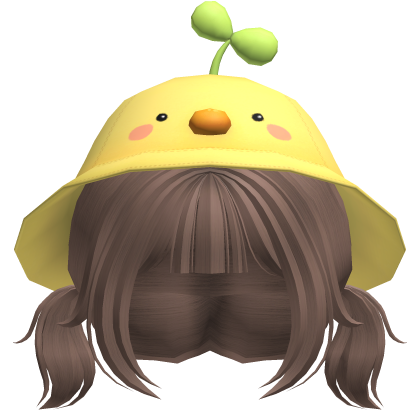 Brown pigtails with a duck hat 💛