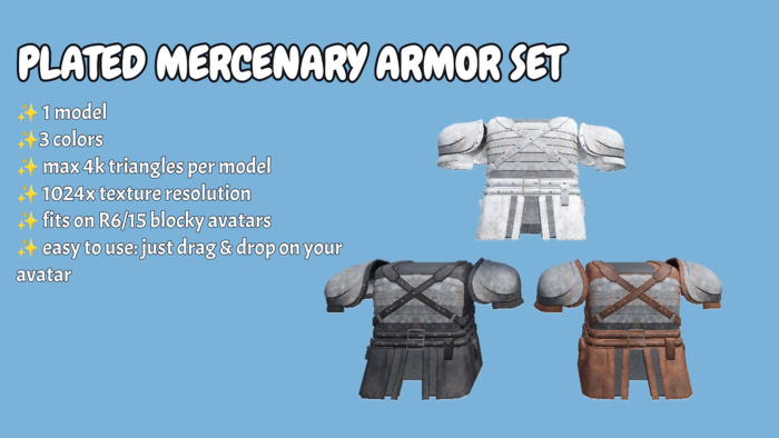 [R15/R6] Plated mercenary armor set preview 1