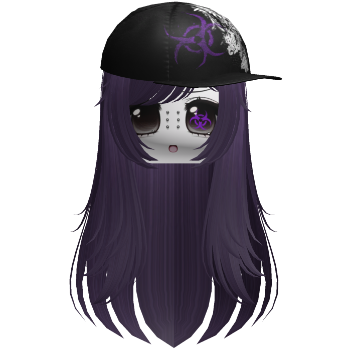 Moe Scene Purple Wispy Hair /w Emo Cap