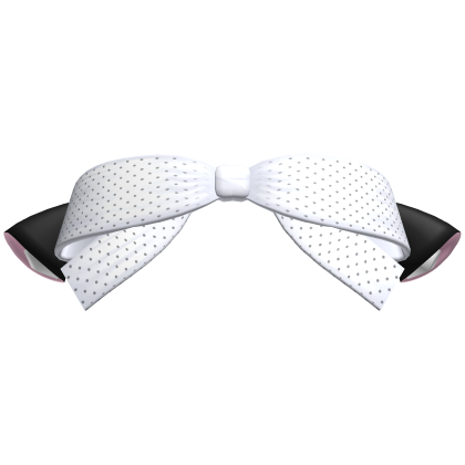 Adorable Black and White Polka-Dot Bow w Cat Ears