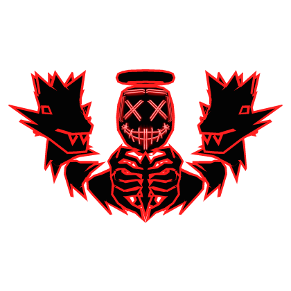 Cartoony Red Halo Mask Skull Dragon Combo Roblox item
