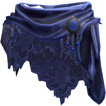 Royal Blue Lace Scarf with Brooch