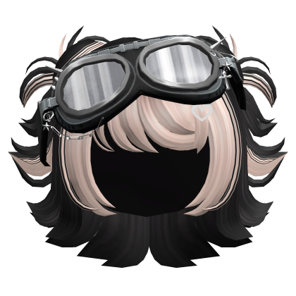 Two-Tone Cute Buns w/ Y2K Goggles Black & Blonde