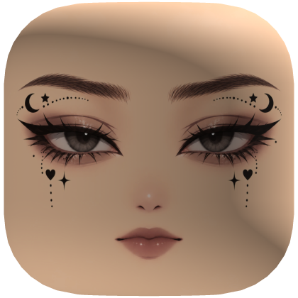 Celestial Doll Face with Moon Stars and Grey Eyes Roblox item
