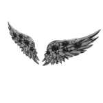 Silver Black Jeweled Angel Wings