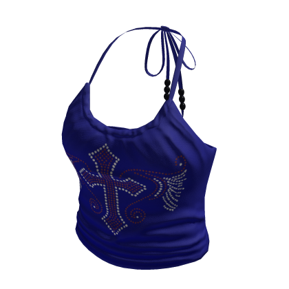 Girl Y2k Cross Top Blue