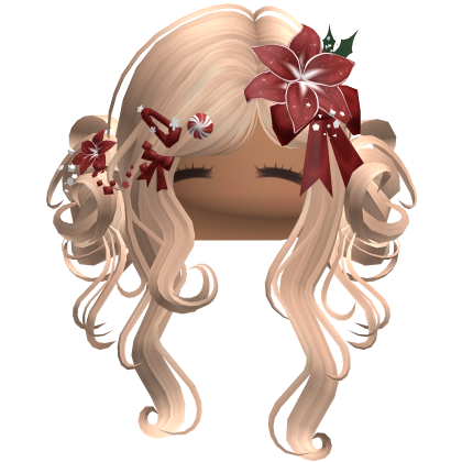 ♡ Christmas Flowery Twin Buns (Blonde)
