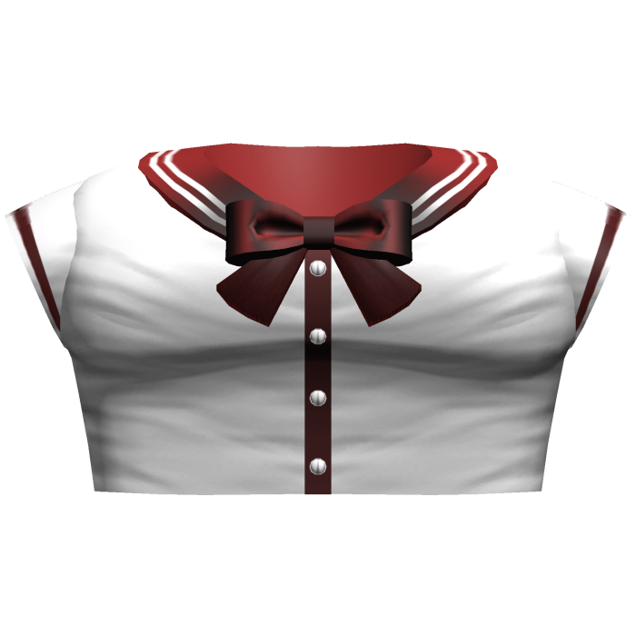 Kawaii Anime School Crop Top w Bow (White & Red)