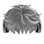 White Fluffy Boy Hair w/ Headphones