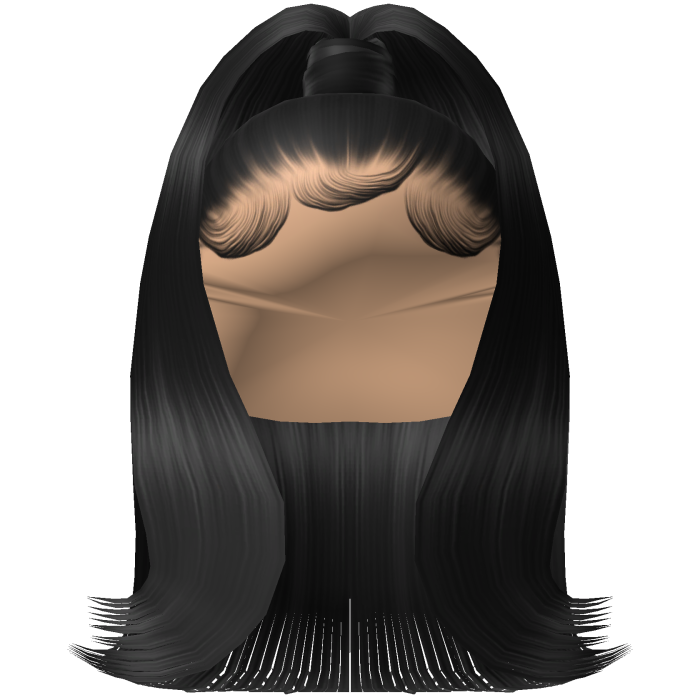 Sleek Flipped Out Ponytail w/ Edges (Black)