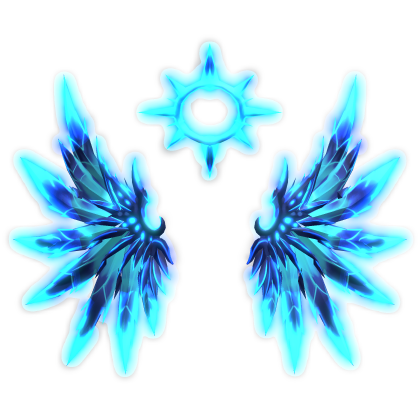 [GLOWING] Snow Ice Blue Crystal Angel Wings Halo