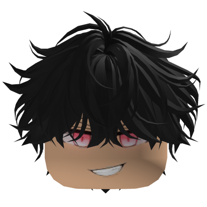 Fluffy Messy Smirk Boy Hair – Black Roblox item