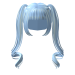 Pastel Blue Long Kawaii High Pigtails