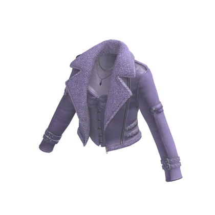 Y2K Moto Jacket w/ Necklace & Buckles (Purple)