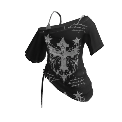 Goth Cross Print Wrap Crop Top (Black)