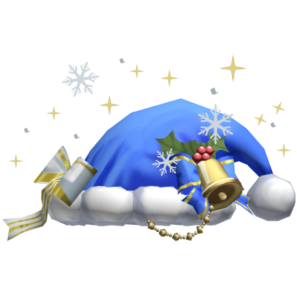 Festive Blue Christmas Santa Hat Holiday New Year