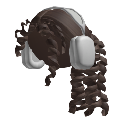 Curly Ponytail w Headphones (Brown) Roblox item