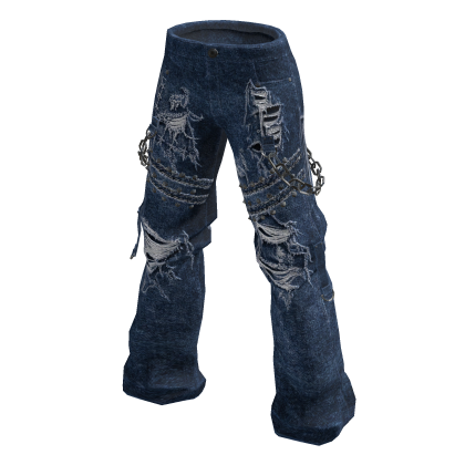 Faded Blue torn denim street stud jeans Pants