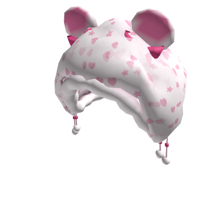 Fluffy Bear Bonnet Hood ♡ Pink Hearts