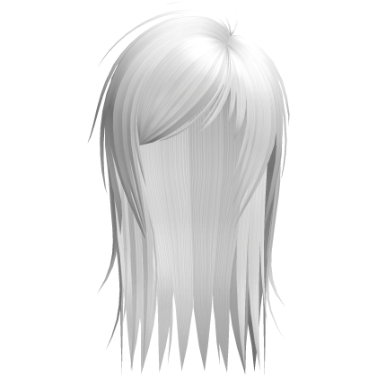 cute messy side part scene hair in white Roblox item