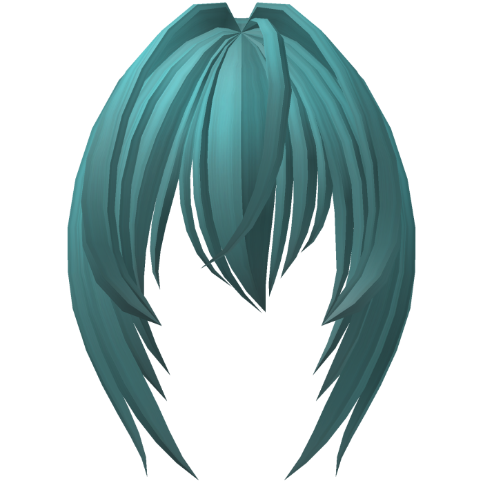 long moe bangs with hair vents in teal