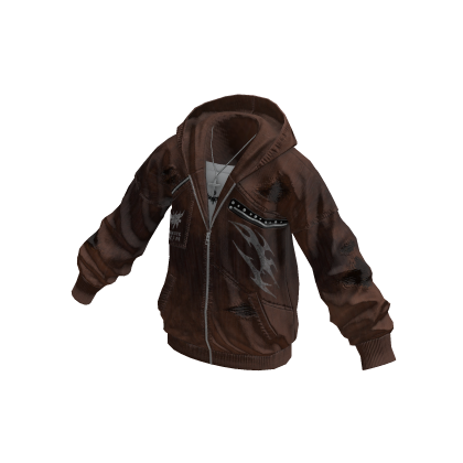 Y2K Distressed Studded Zip-Up Hoodie (Orange) thumbnail