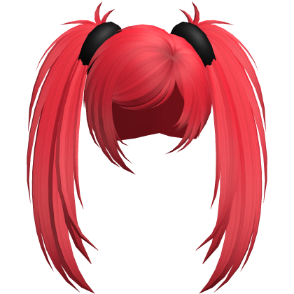 red thick messy scene tied pigtails Roblox item