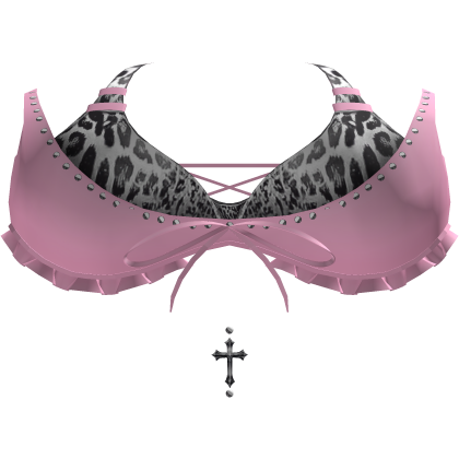 alt studded pink leopard top w piercings