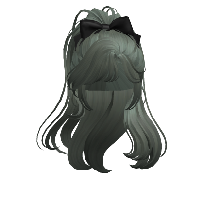 High Ponytail with Ribbon(Green) Roblox item
