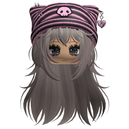 Emo Kawaii Skull Beanie W/ Wolfcut Ash V3