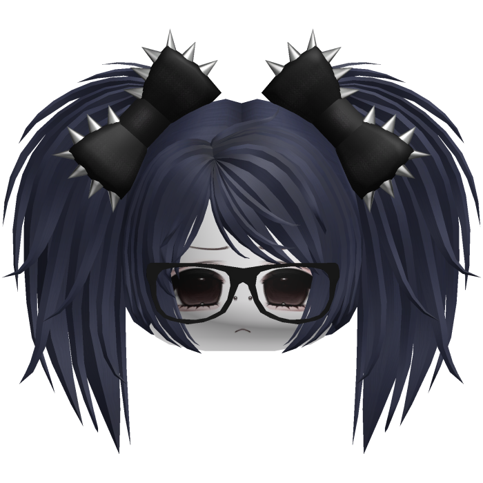 Gothic Moe Dark Blue Messy Pigtails /w Glasses