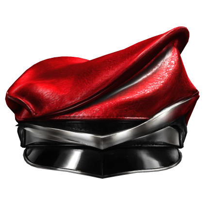 Red & Silver Leather Officer Hat