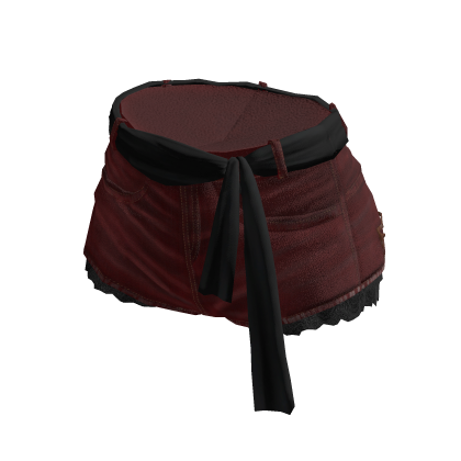 Sash Tie Denim Shorts (Burgundy)