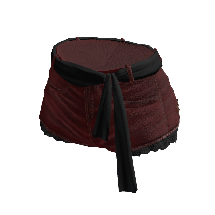 Sash Tie Denim Shorts (Burgundy)