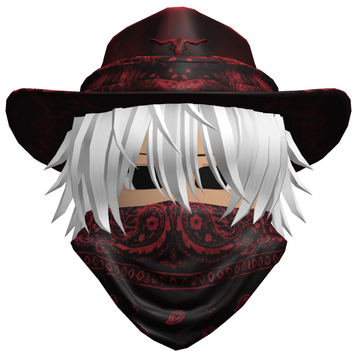 Red Cowboy Hat with Mask + Neck Scarf